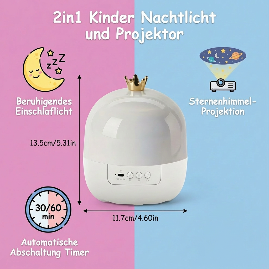 Lampe de nuit et projecteur 2-en-1 pour enfants