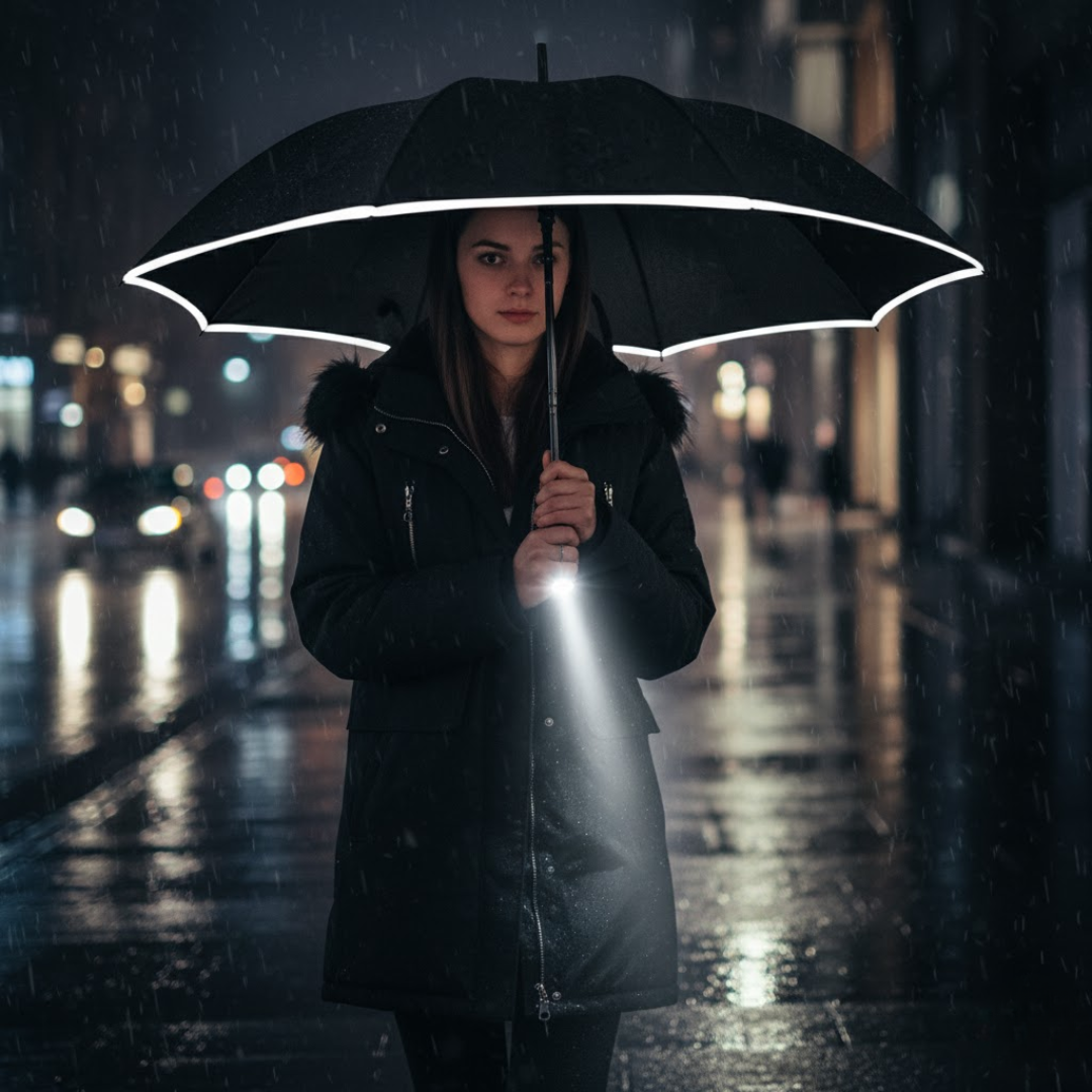 Parapluie Intelligent Résistant au Vent avec Lumière Intégrée