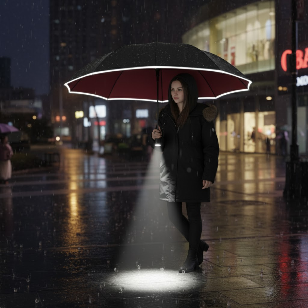 Parapluie Intelligent Résistant au Vent avec Lumière Intégrée