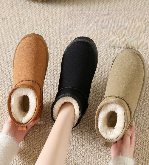 Bottes Cheville Hiver Élégantes avec Fourrure pour Femmes