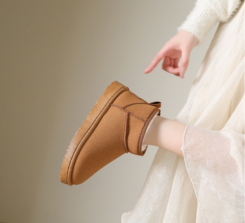Bottes Cheville Hiver Élégantes avec Fourrure pour Femmes
