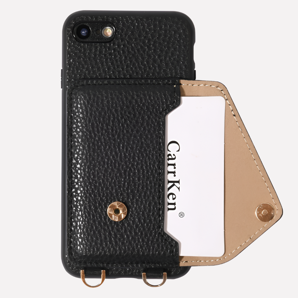 Étui en Cuir pour iPhone à Bandoulière pour Femmes avec Porte-Cartes et Lanière