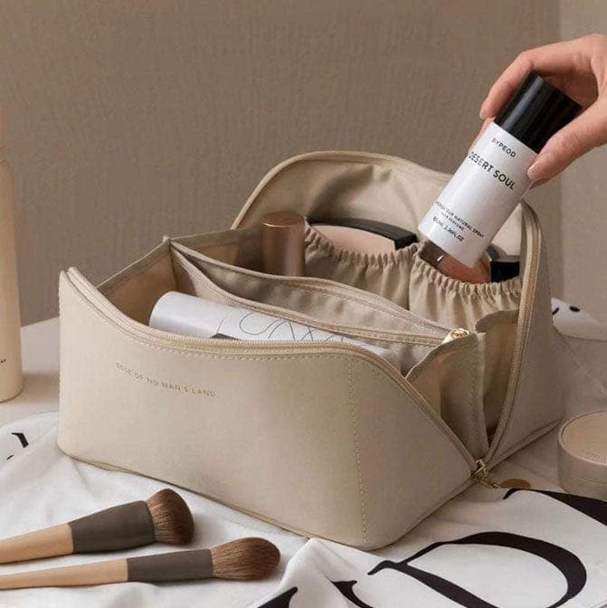 Trousse de Maquillage en Cuir pour Femmes - Organisateur Cosmétique de Voyage Élégant