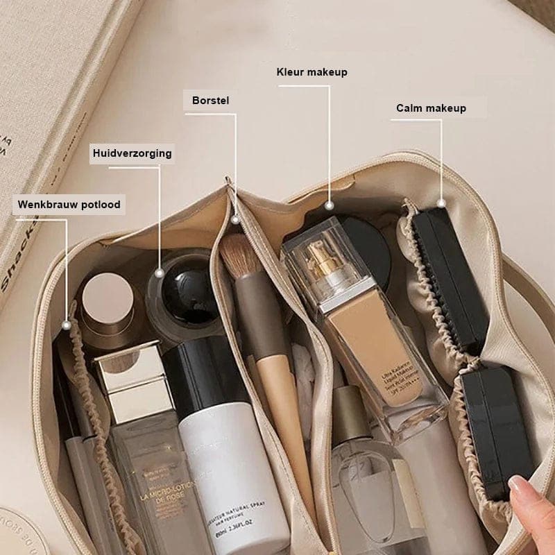 Trousse de Maquillage en Cuir pour Femmes - Organisateur Cosmétique de Voyage Élégant