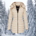 Manteau d'hiver chic mi-long pour femmes avec capuche amovible