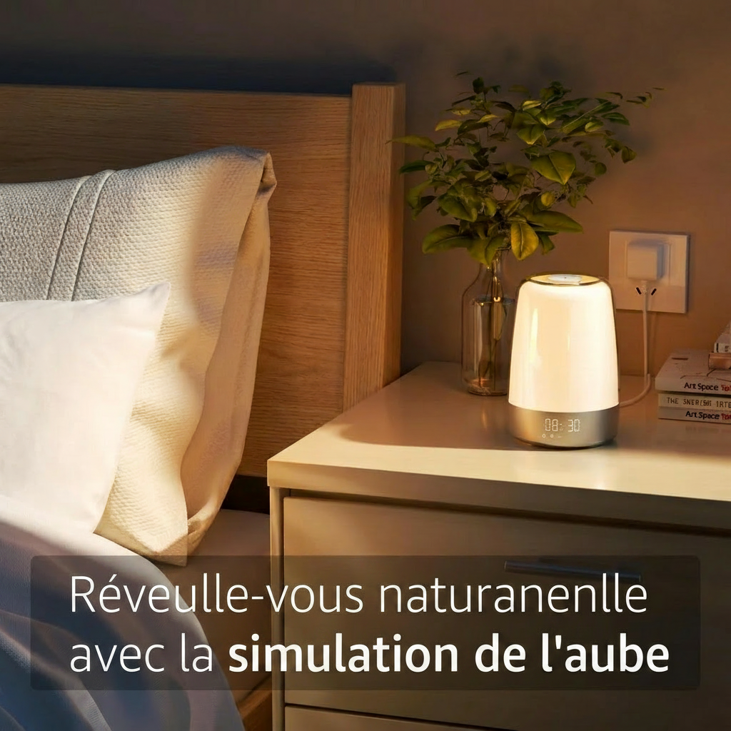 Réveil Lumineux avec Simulation de Lever et de Coucher de Soleil Lampe LED Intelligente