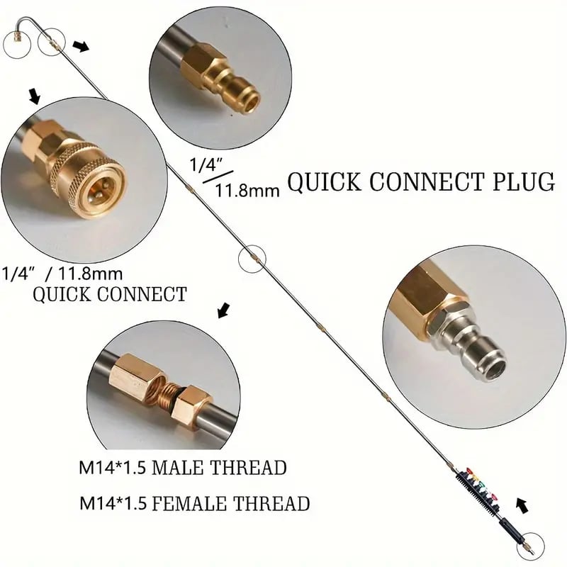 Ensemble de Tige Télescopique pour Nettoyeur Haute Pression - 4000 PSI, Nettoyage de Gouttières et de Toits