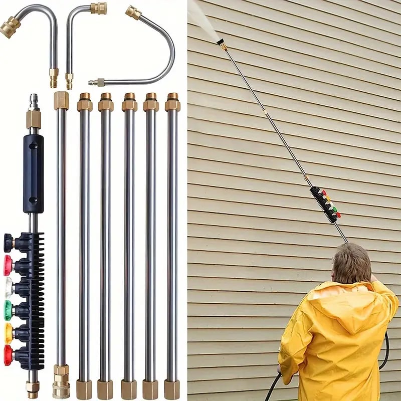 Ensemble de Tige Télescopique pour Nettoyeur Haute Pression - 4000 PSI, Nettoyage de Gouttières et de Toits