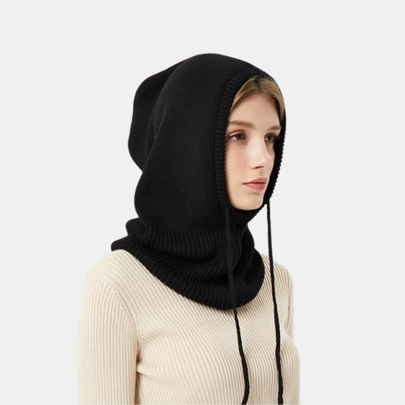 Bonnet D’Hiver En Cachemire Tricoté Pour Femme Avec Capuche Ajustable