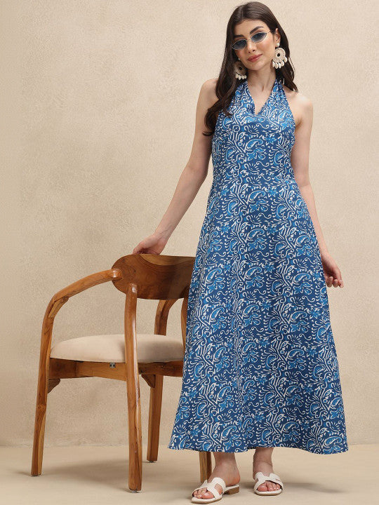 Robe Maxi à Dos Nu Florale pour Femmes