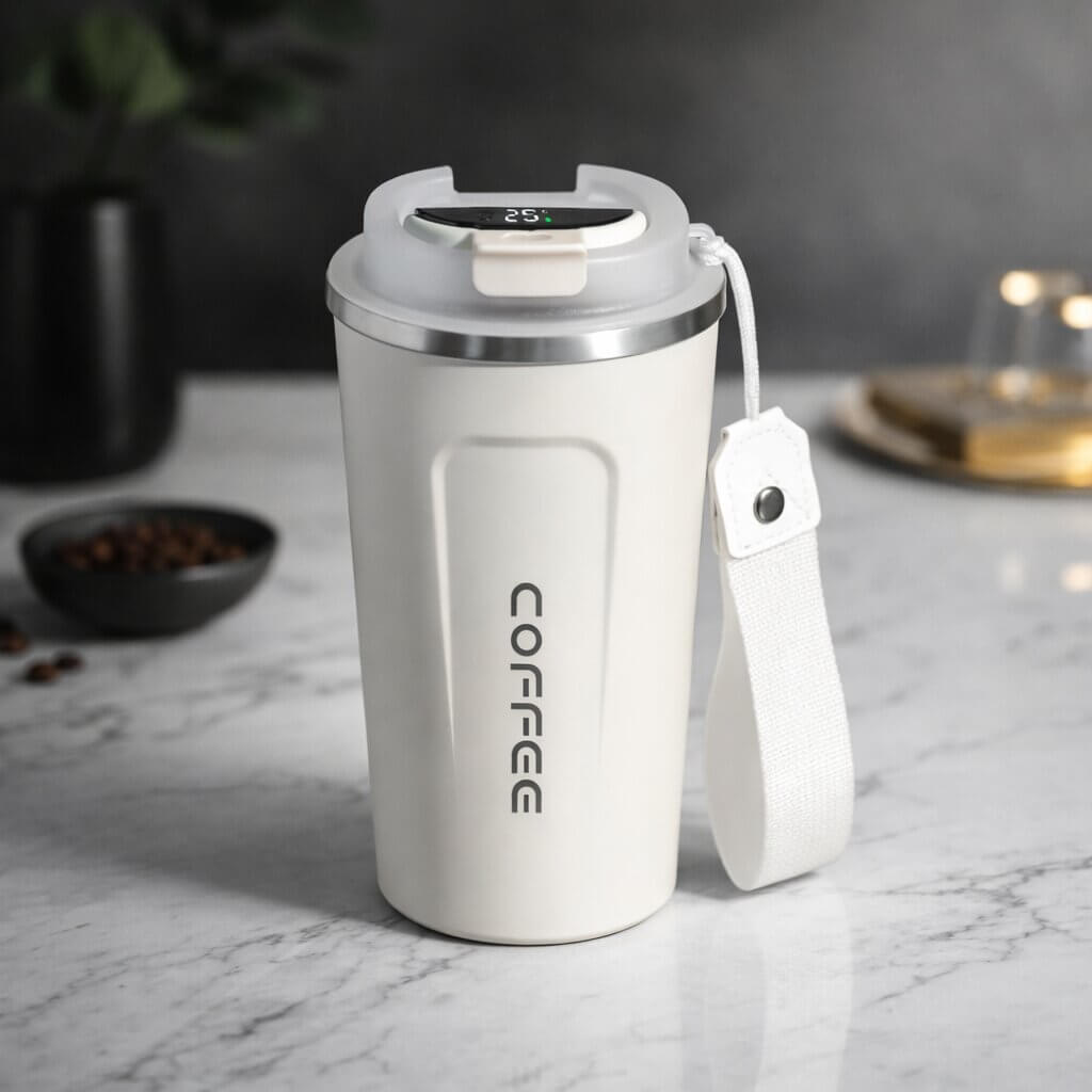 RVS Gobelet de Voyage avec Affichage de Température Intelligent – Gobelet Isotherme en Acier Inoxydable