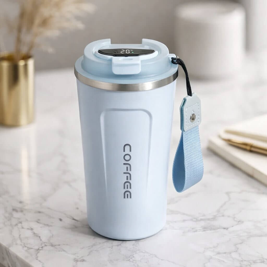 RVS Gobelet de Voyage avec Affichage de Température Intelligent – Gobelet Isotherme en Acier Inoxydable