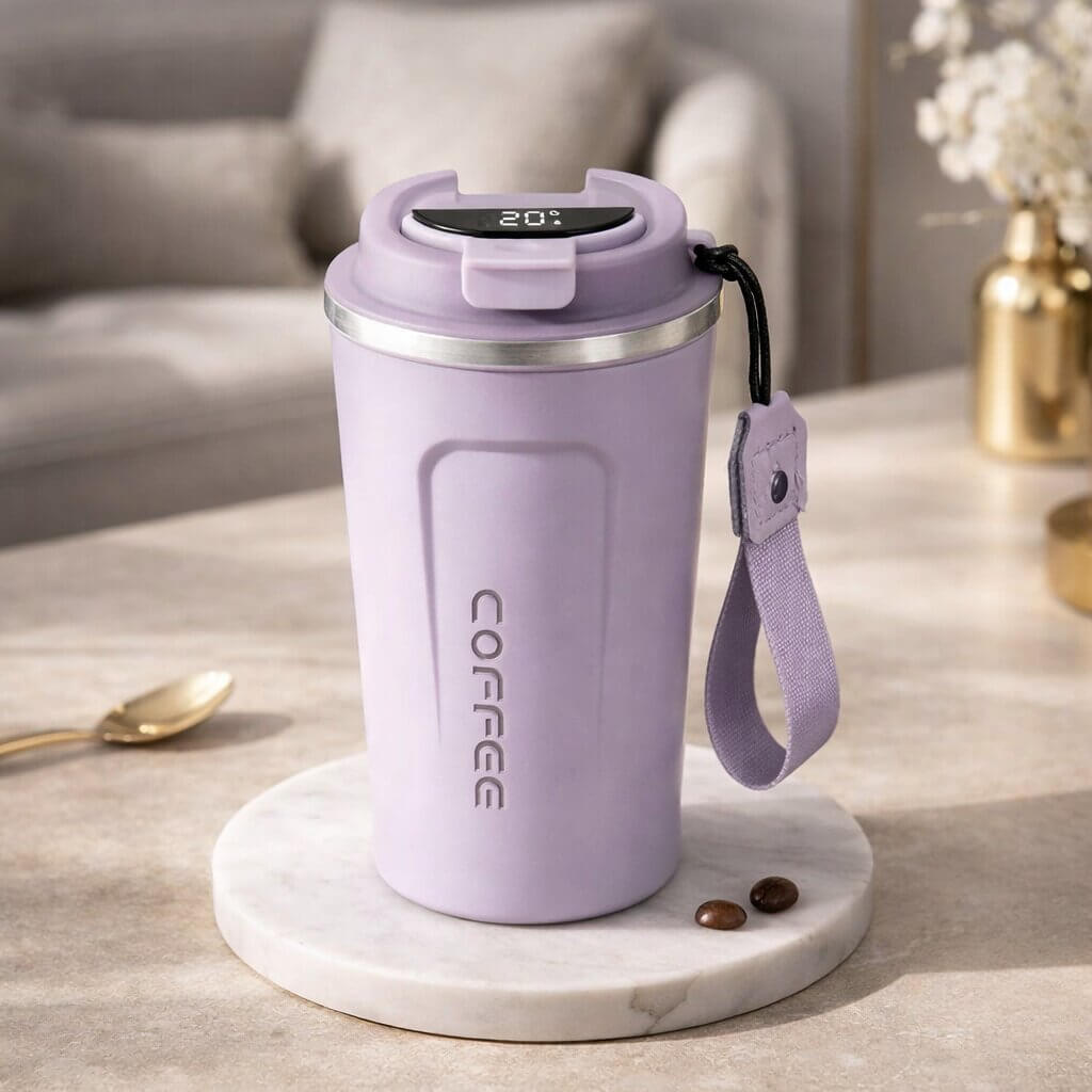 RVS Gobelet de Voyage avec Affichage de Température Intelligent – Gobelet Isotherme en Acier Inoxydable