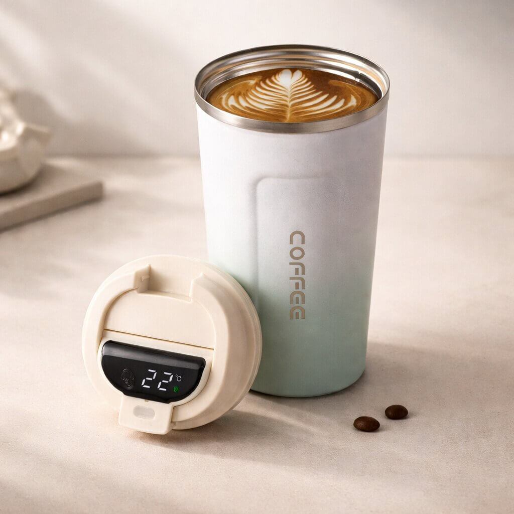 RVS Gobelet de Voyage avec Affichage de Température Intelligent – Gobelet Isotherme en Acier Inoxydable
