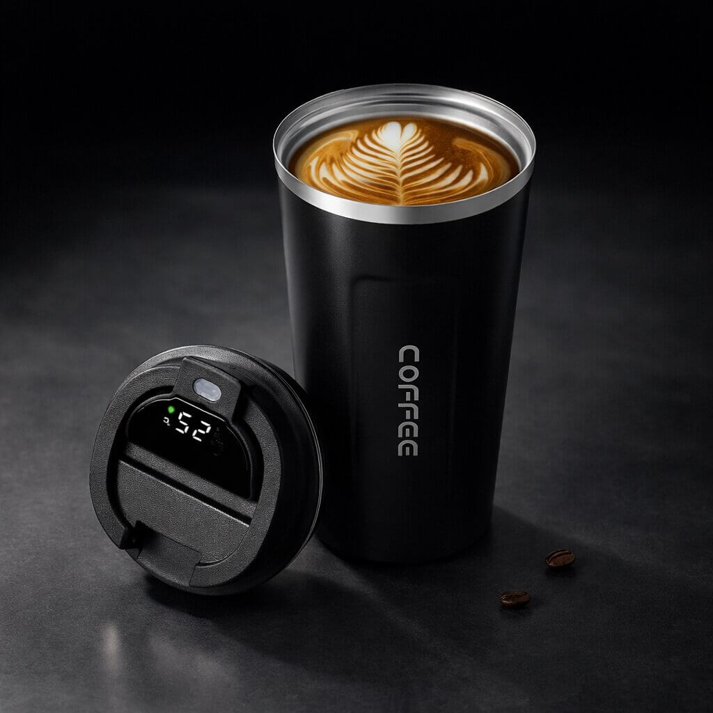 RVS Gobelet de Voyage avec Affichage de Température Intelligent – Gobelet Isotherme en Acier Inoxydable