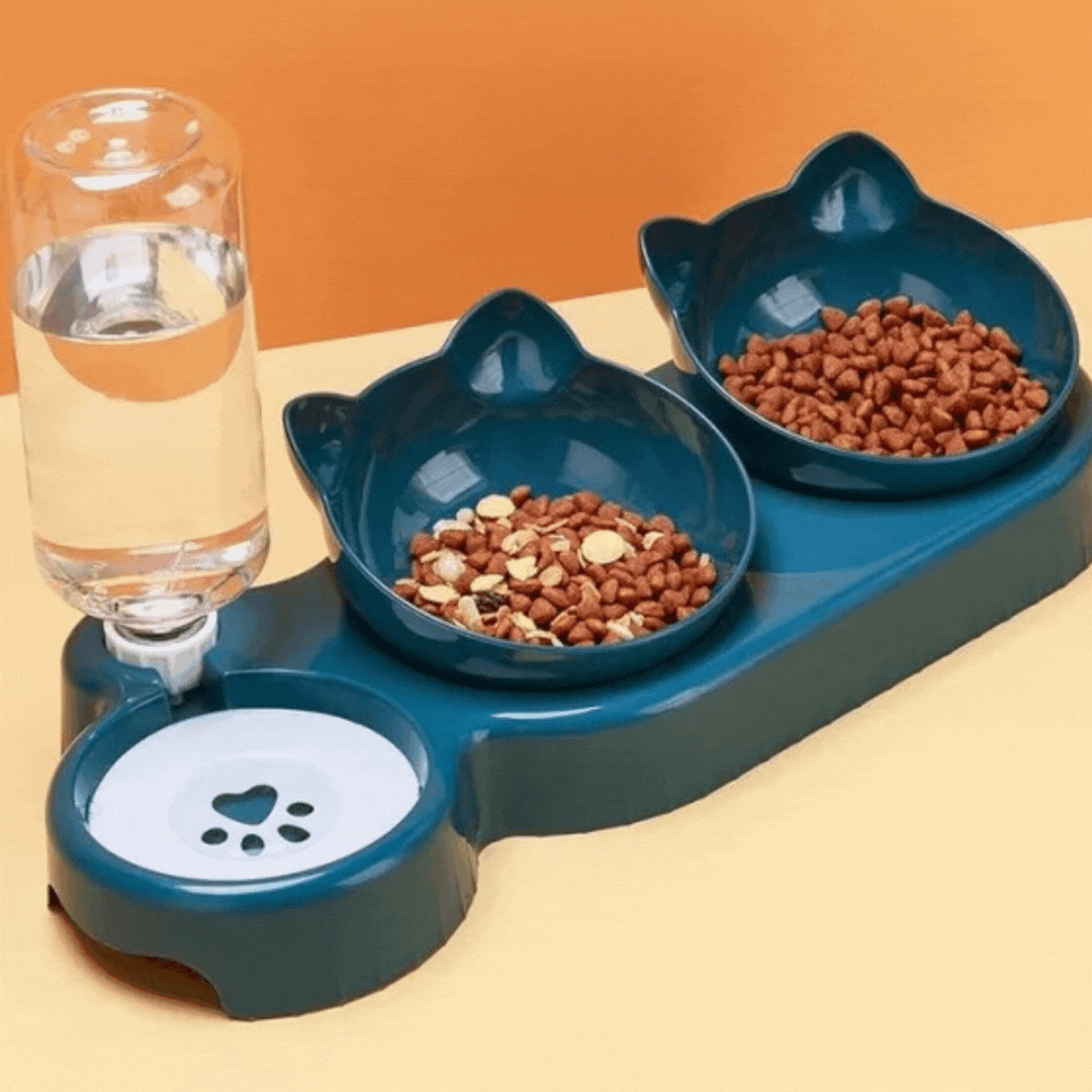 Bol Triples pour Chats - Design Antidérapant pour Nourriture, Eau & Snacks