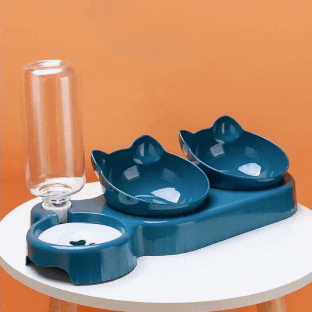 Bol Triples pour Chats - Design Antidérapant pour Nourriture, Eau & Snacks