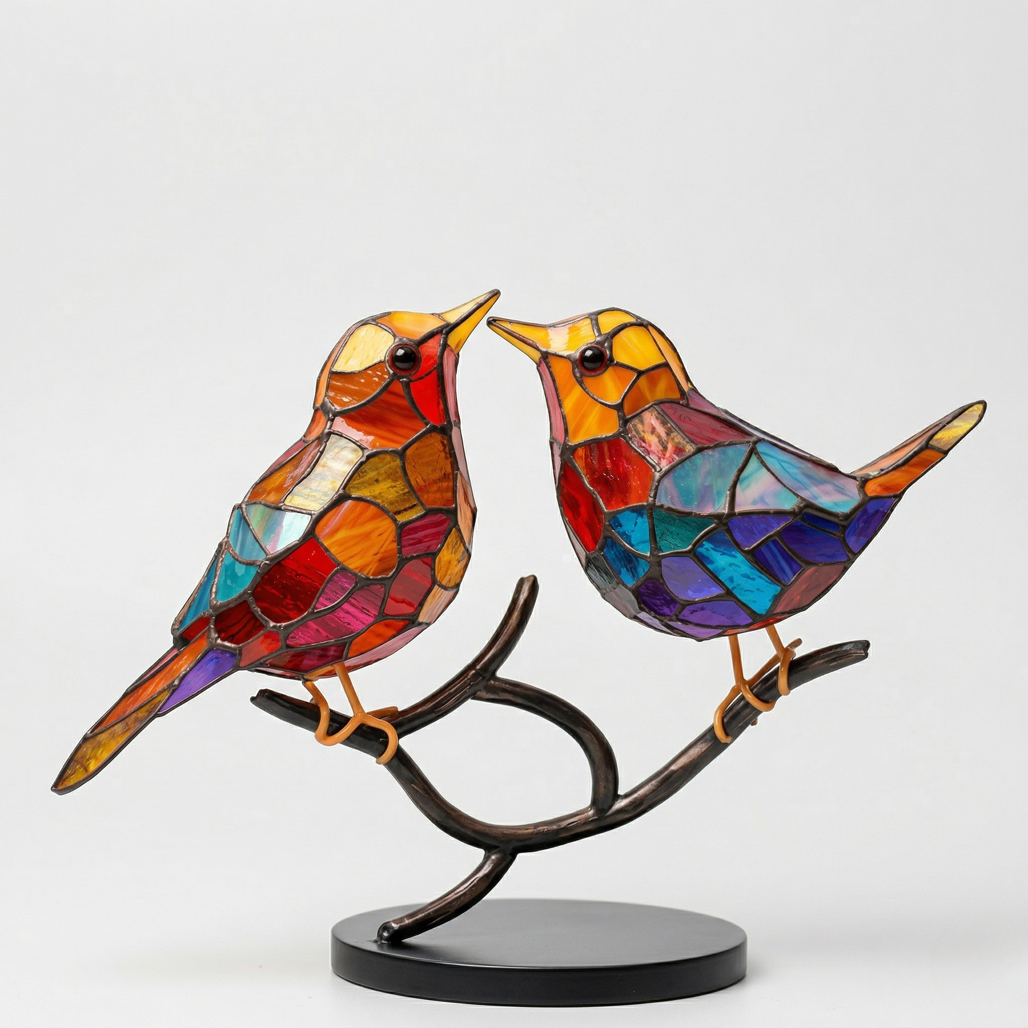 Décoration de Fenêtre avec Oiseaux Colorés Style Artistique pour la Maison