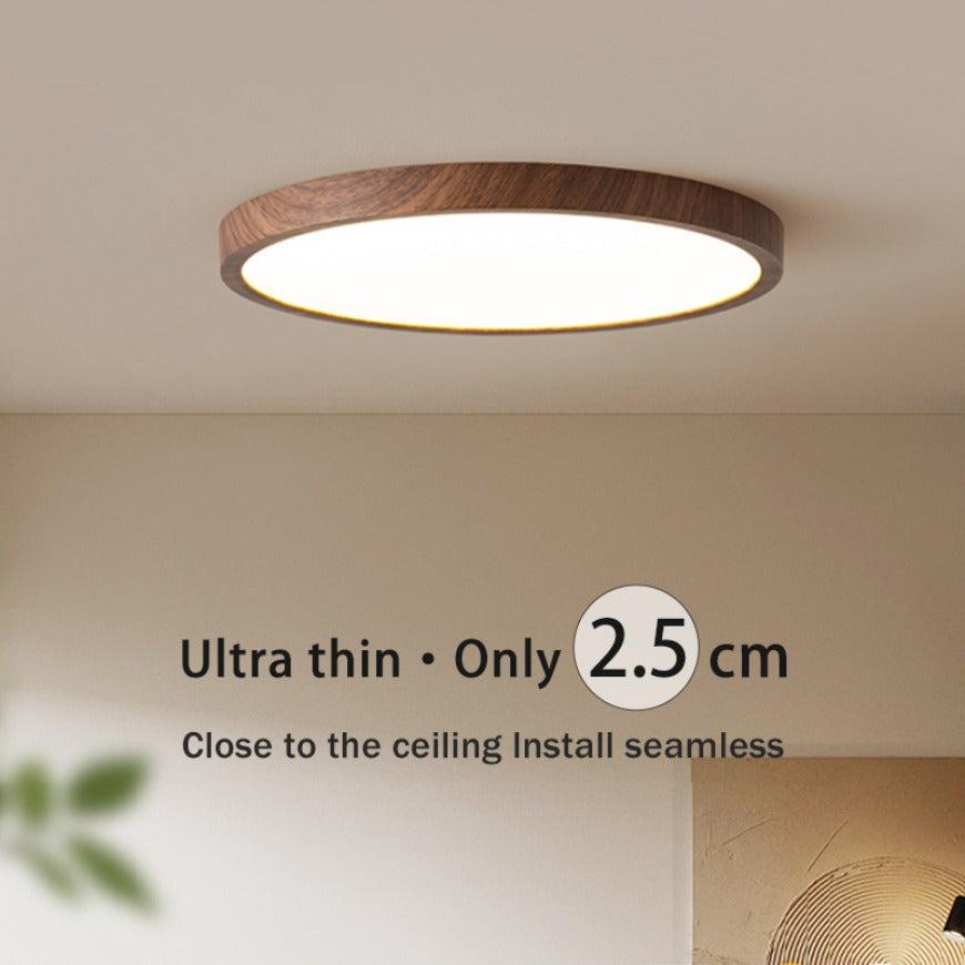 Plafonnier Circulaire Ultrafin en Noyer pour Style Moderne