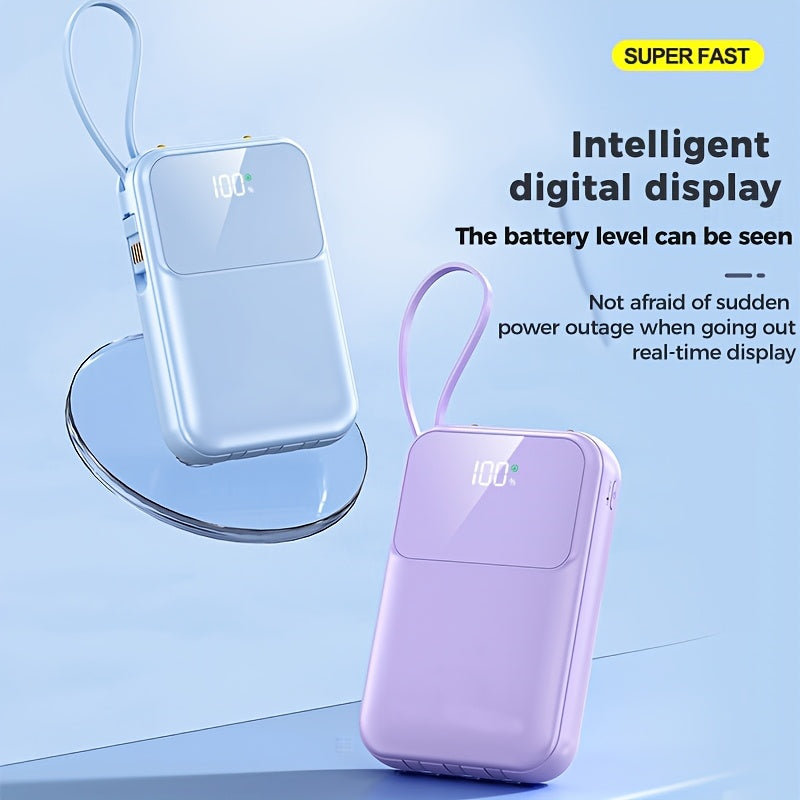 Banque d'alimentation portable unisexe 10000mAh - Charge rapide et câbles intégrés
