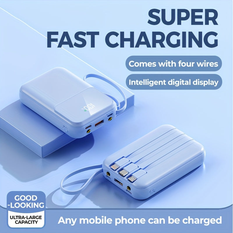 Banque d'alimentation portable unisexe 10000mAh - Charge rapide et câbles intégrés
