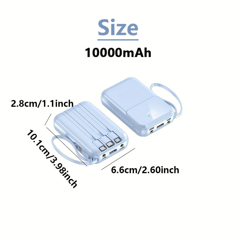 Banque d'alimentation portable unisexe 10000mAh - Charge rapide et câbles intégrés
