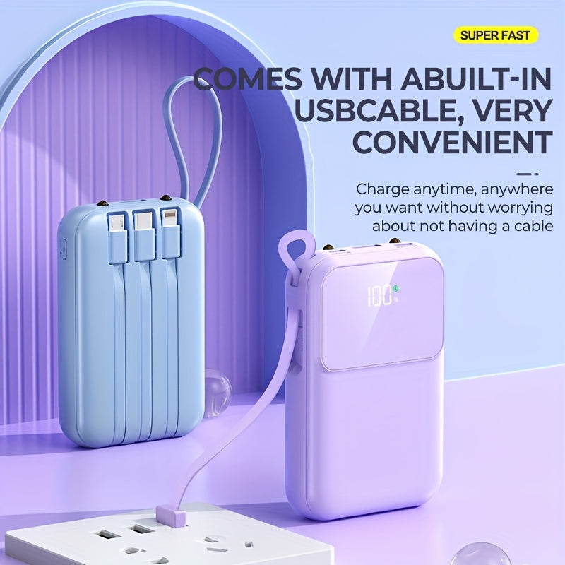 Banque d'alimentation portable unisexe 10000mAh - Charge rapide et câbles intégrés
