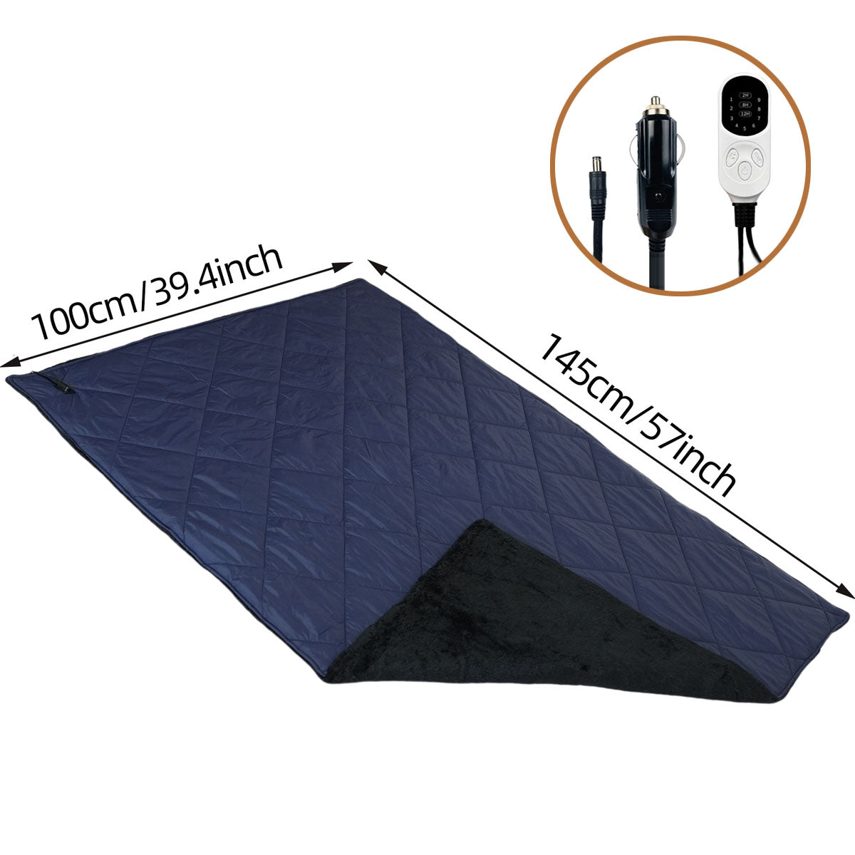 Couverture Chauffante Portable 12V pour Voyages en Voiture avec Connexion USB