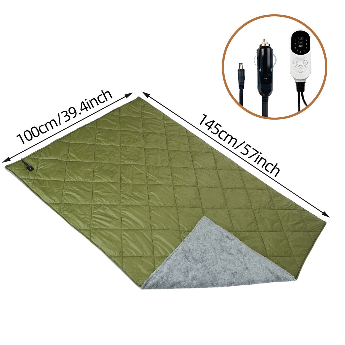 Couverture Chauffante Portable 12V pour Voyages en Voiture avec Connexion USB