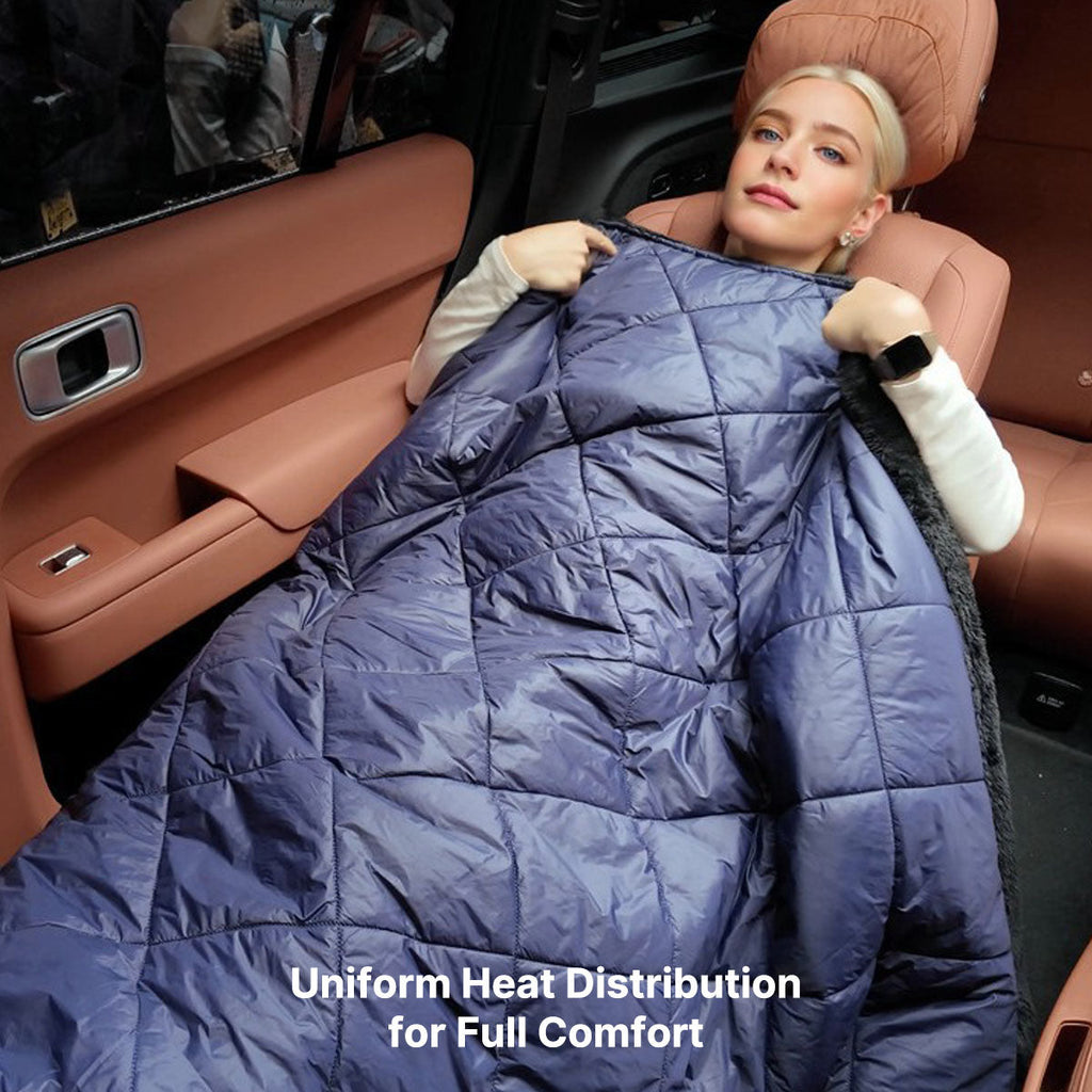 Couverture Chauffante Portable 12V pour Voyages en Voiture avec Connexion USB