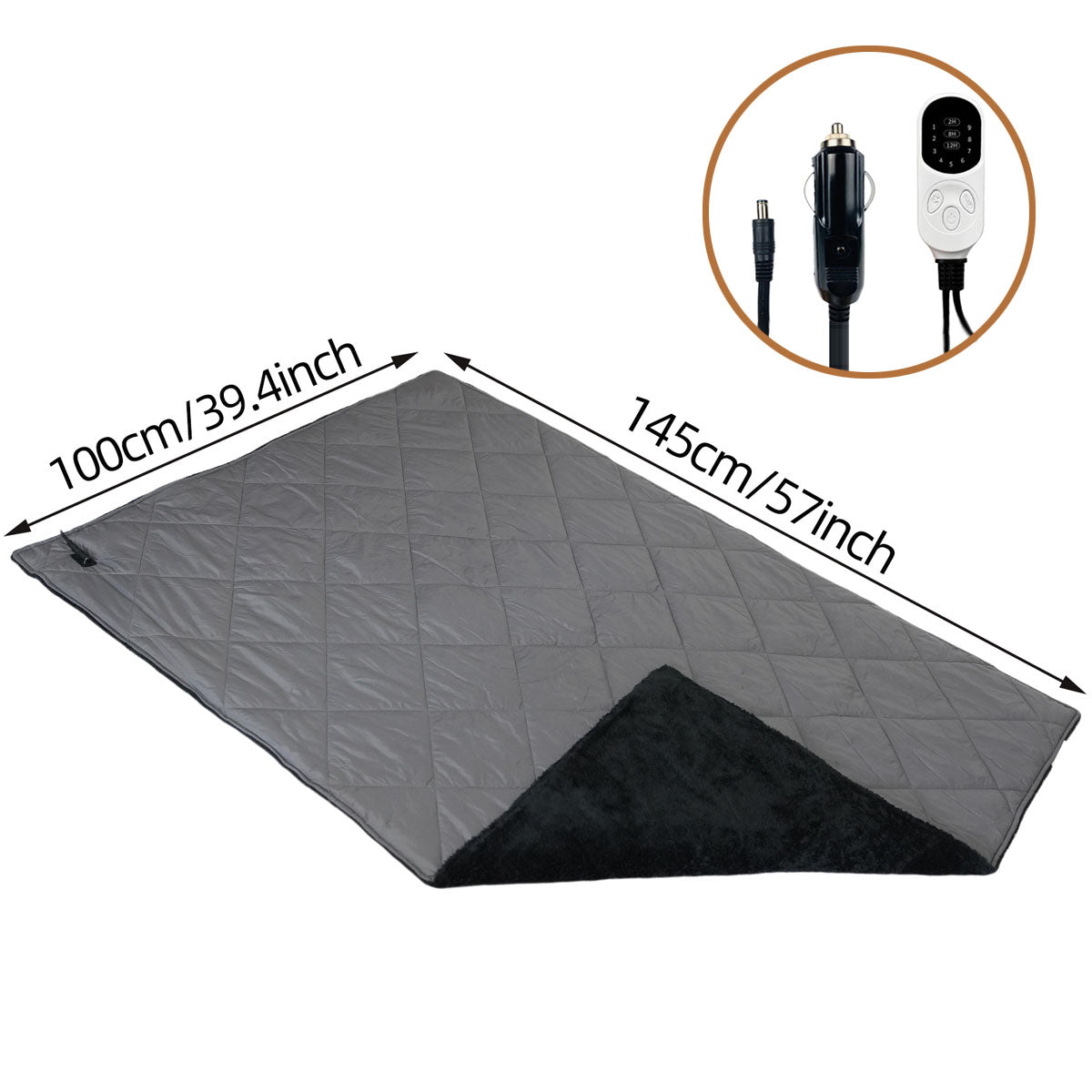 Couverture Chauffante Portable 12V pour Voyages en Voiture avec Connexion USB