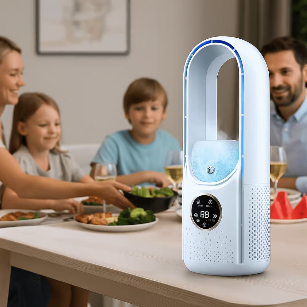 Refroidisseur d'air personnel unisexe sans pales à 6 vitesses avec humidificateur