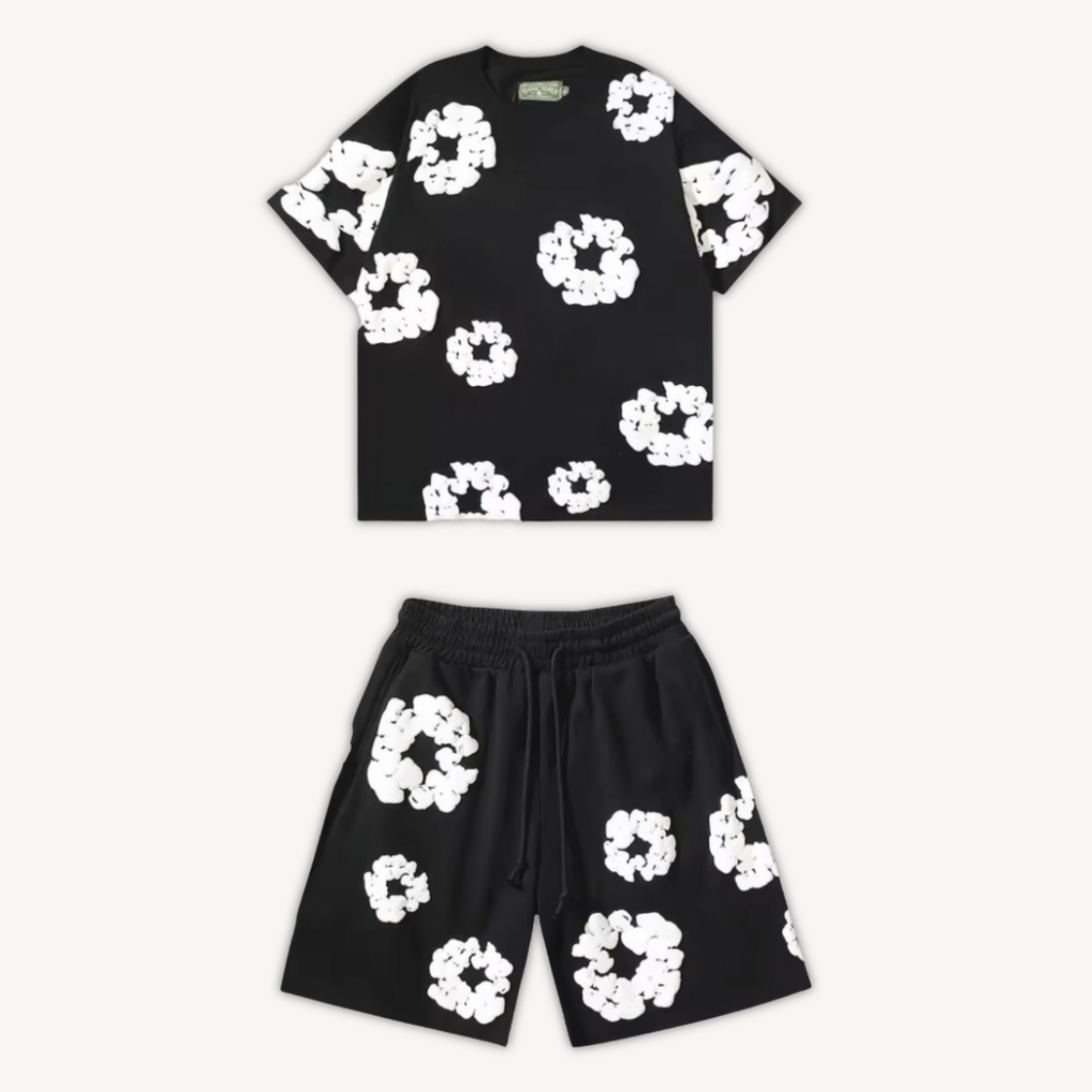Ensemble T-shirt et Shorts Floral Unisexe - Tenue Décontractée