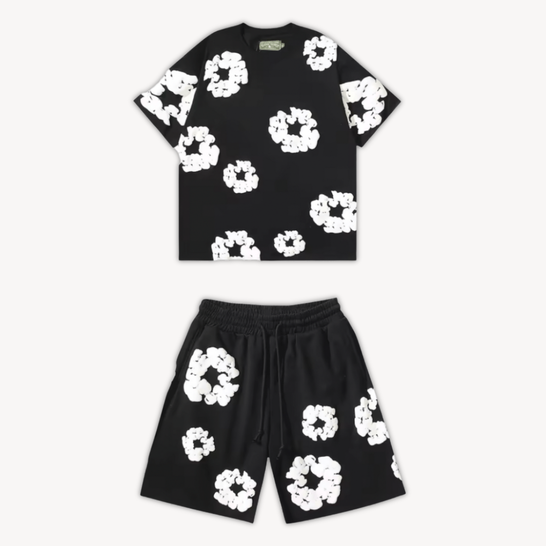 Ensemble T-shirt et Shorts Floral Unisexe - Tenue Décontractée