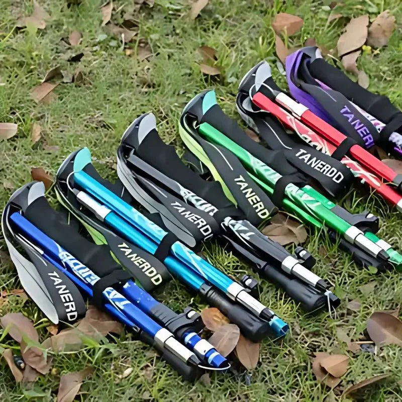 Bâton de Trekking Unisexe Pliable en Aluminium pour la Randonnée