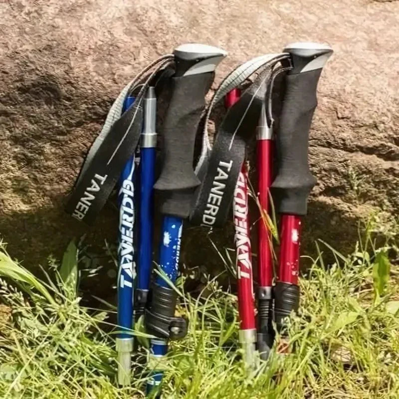 Bâton de Trekking Unisexe Pliable en Aluminium pour la Randonnée