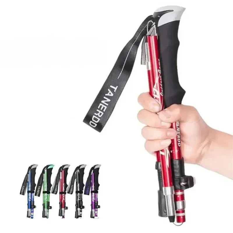 Bâton de Trekking Unisexe Pliable en Aluminium pour la Randonnée