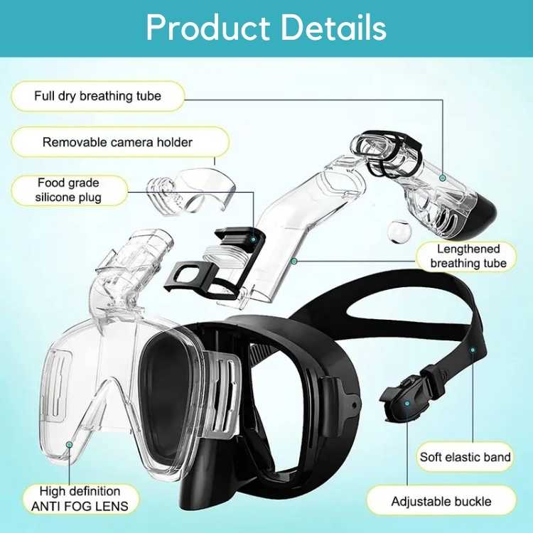 Masque de Plongée Unisexe Pliable avec Vue à 180° pour les Sports Nautiques
