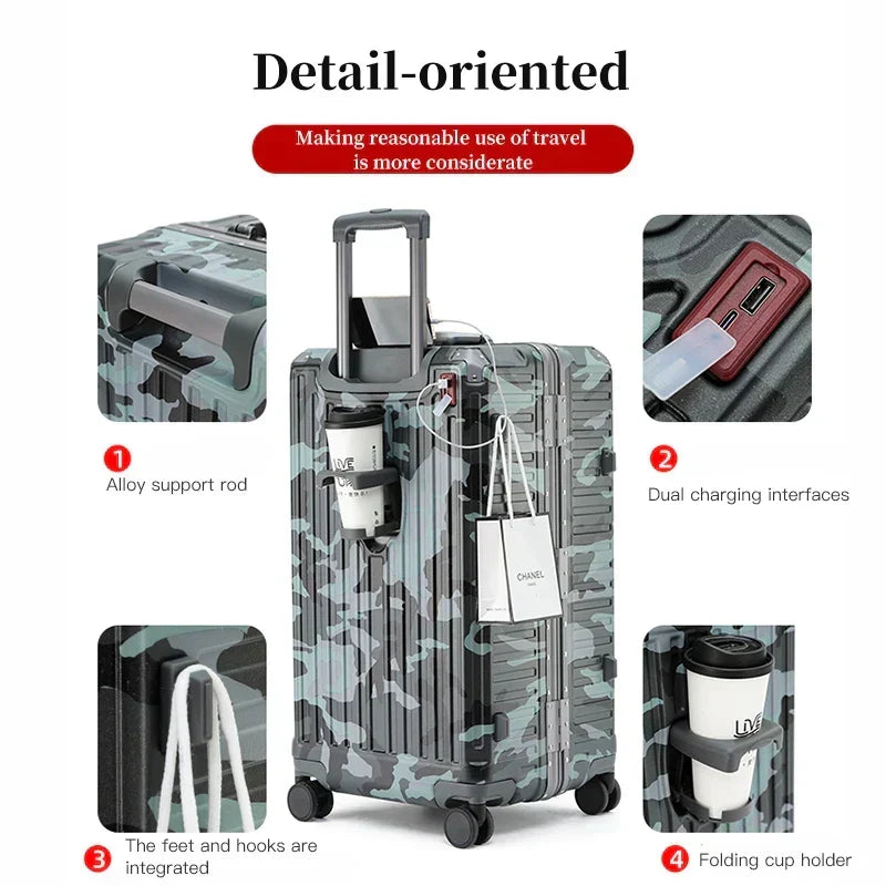 Valise Rigide Unisexe de Voyage avec Poignée Large