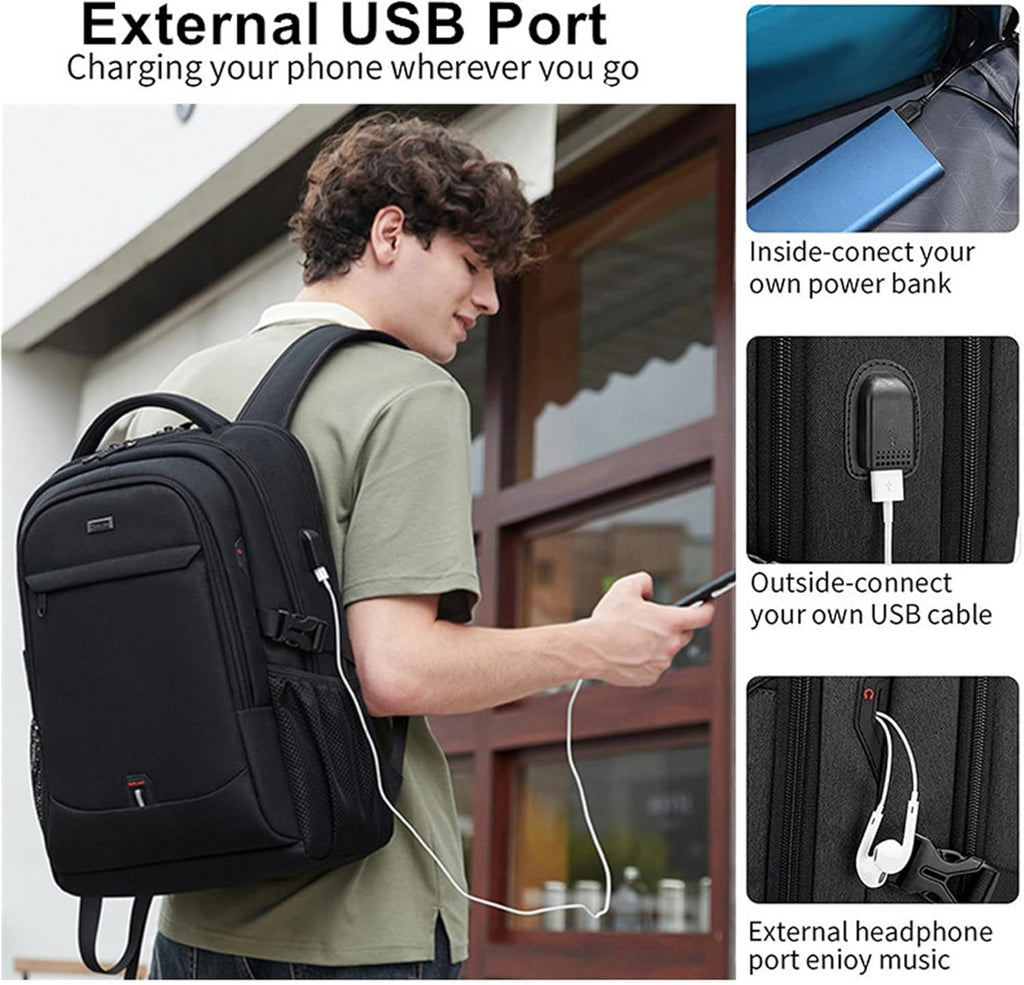 Sac à dos unisexe résistant à l'eau pour ordinateur portable et voyage avec rangement organisé
