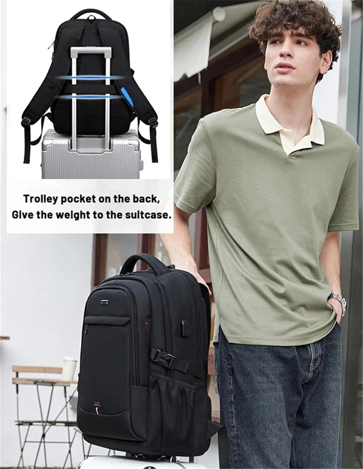 Sac à dos unisexe résistant à l'eau pour ordinateur portable et voyage avec rangement organisé