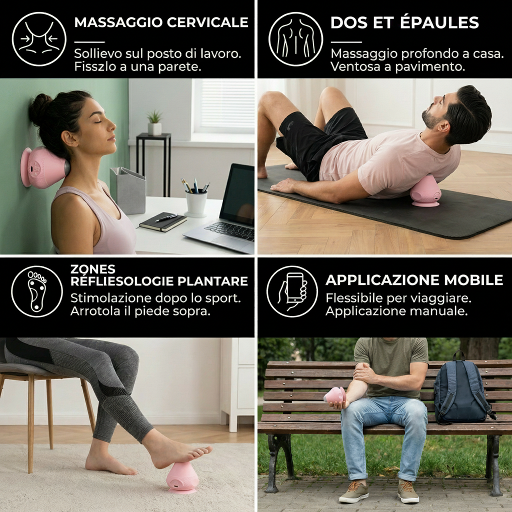 Balle de Massage avec Ventouse pour Soulagement Musculaire