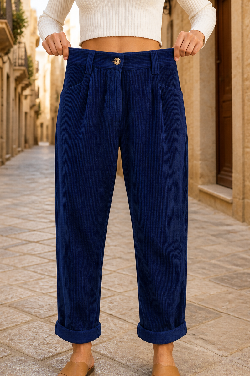 Linelle – Pantalon large plissé taille haute
