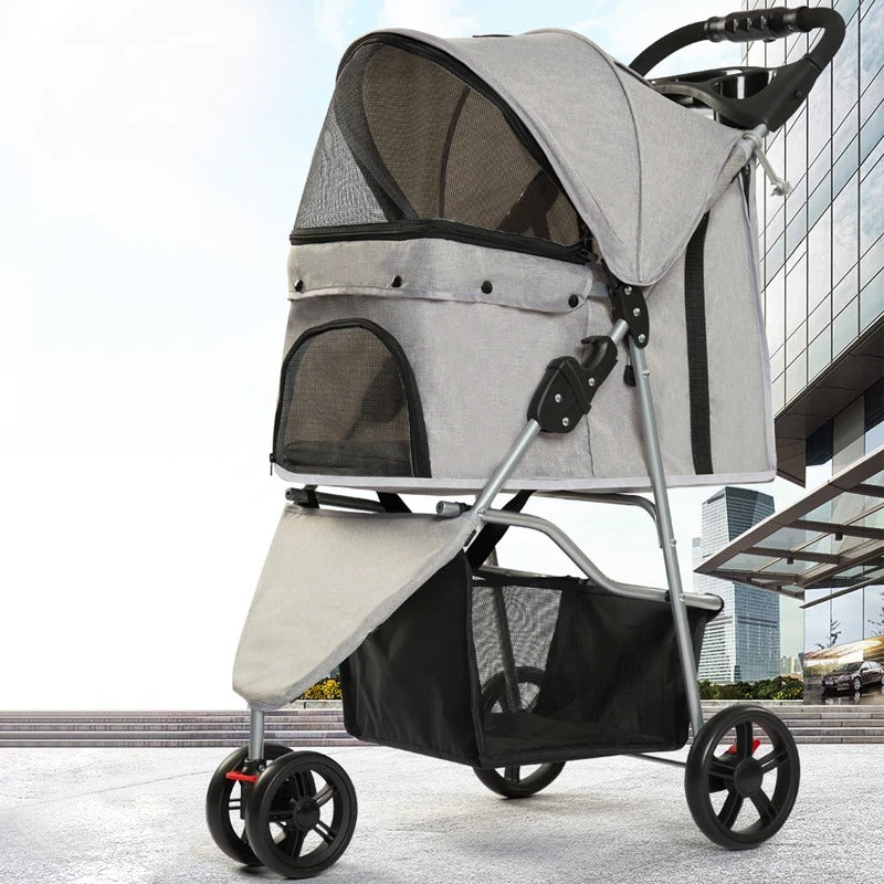 Poussette de Chien pour Aventure en Plein Air avec Roues et Rangement