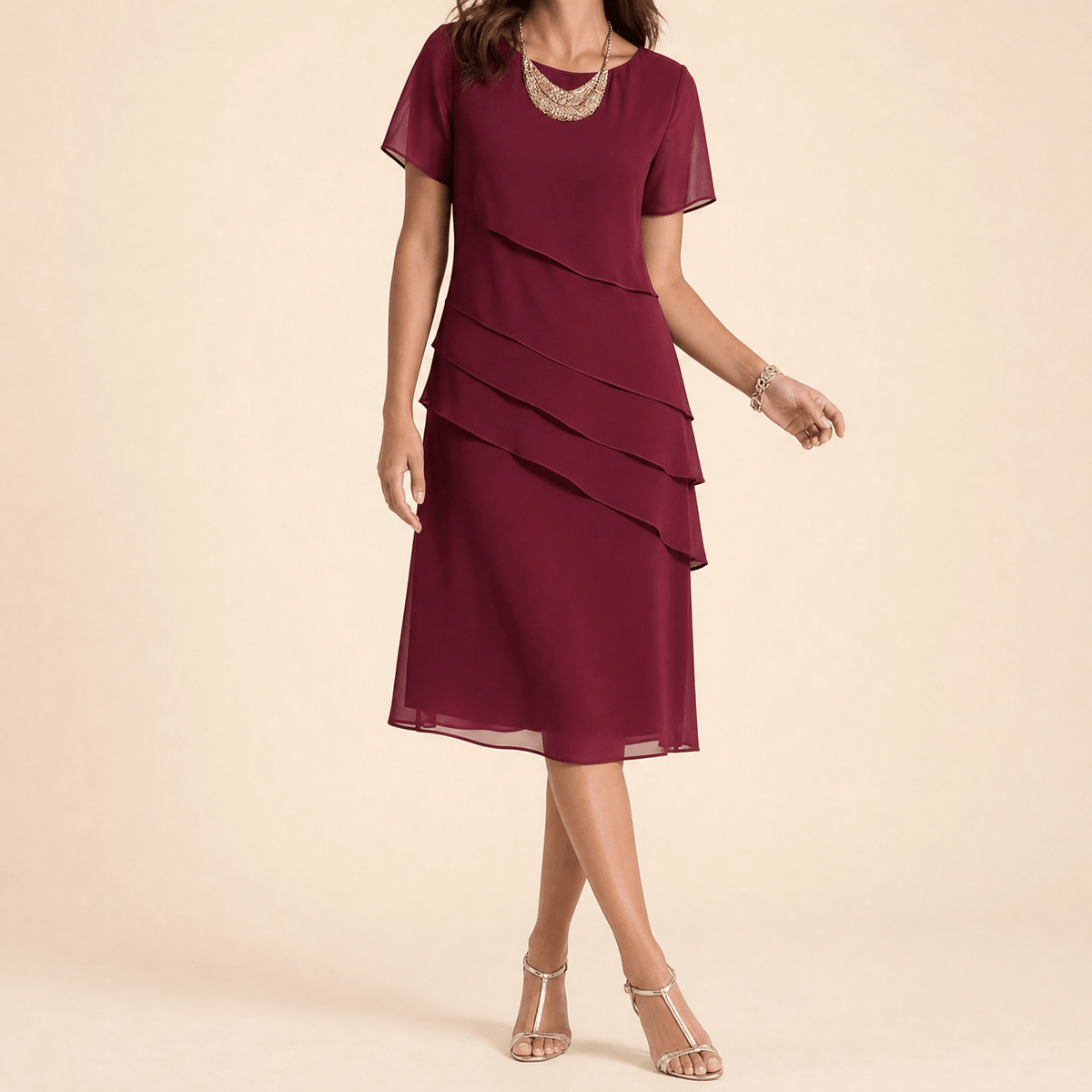 Velara – Robe midi élégante à volants pour femmes