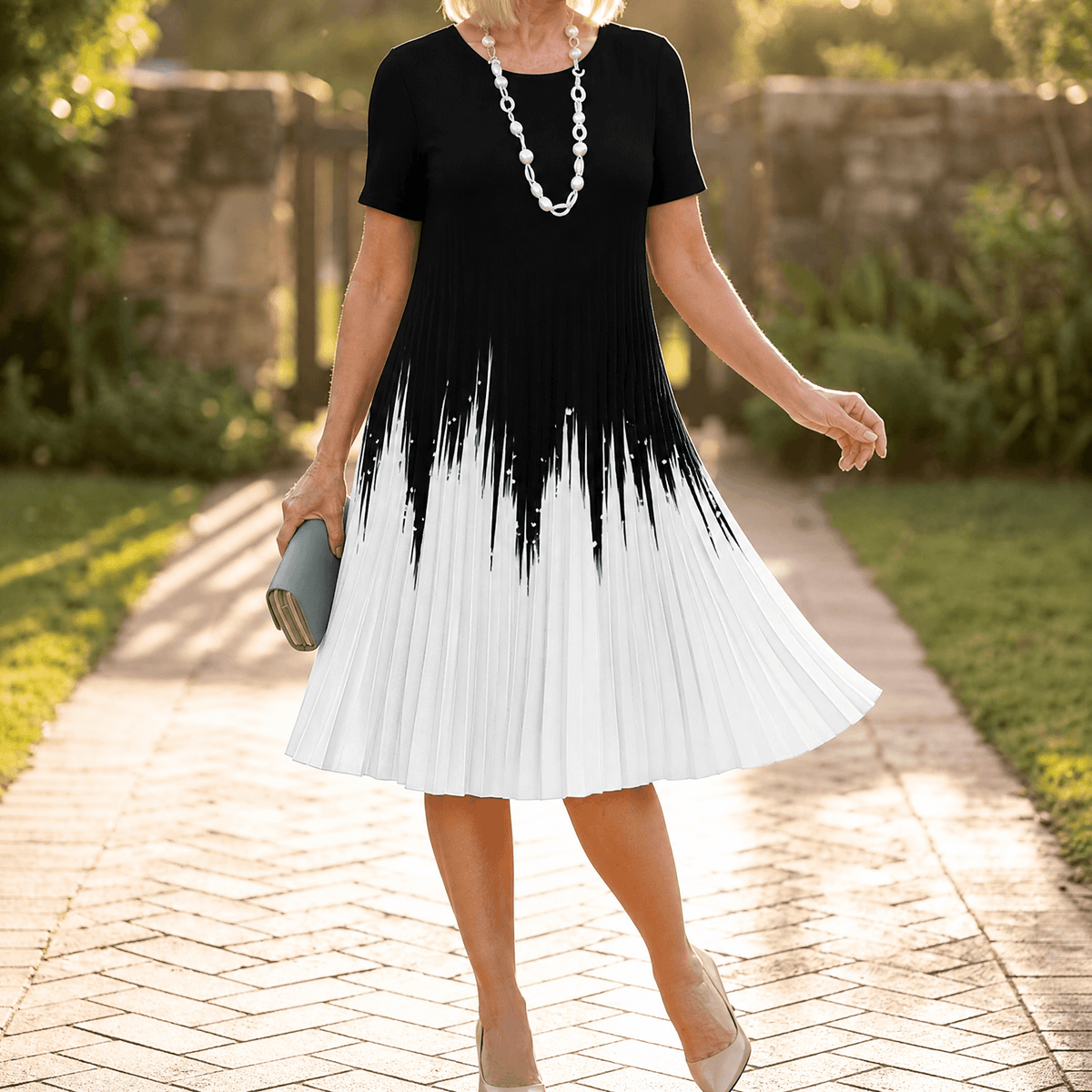 Vivara – Robe à imprimé dégradé plissé pour femmes