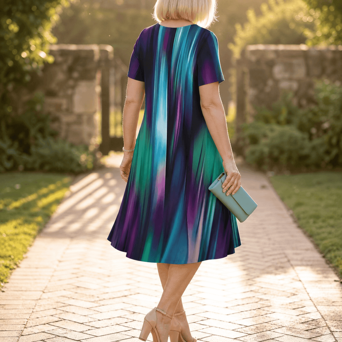 Vivara – Robe à imprimé dégradé plissé pour femmes