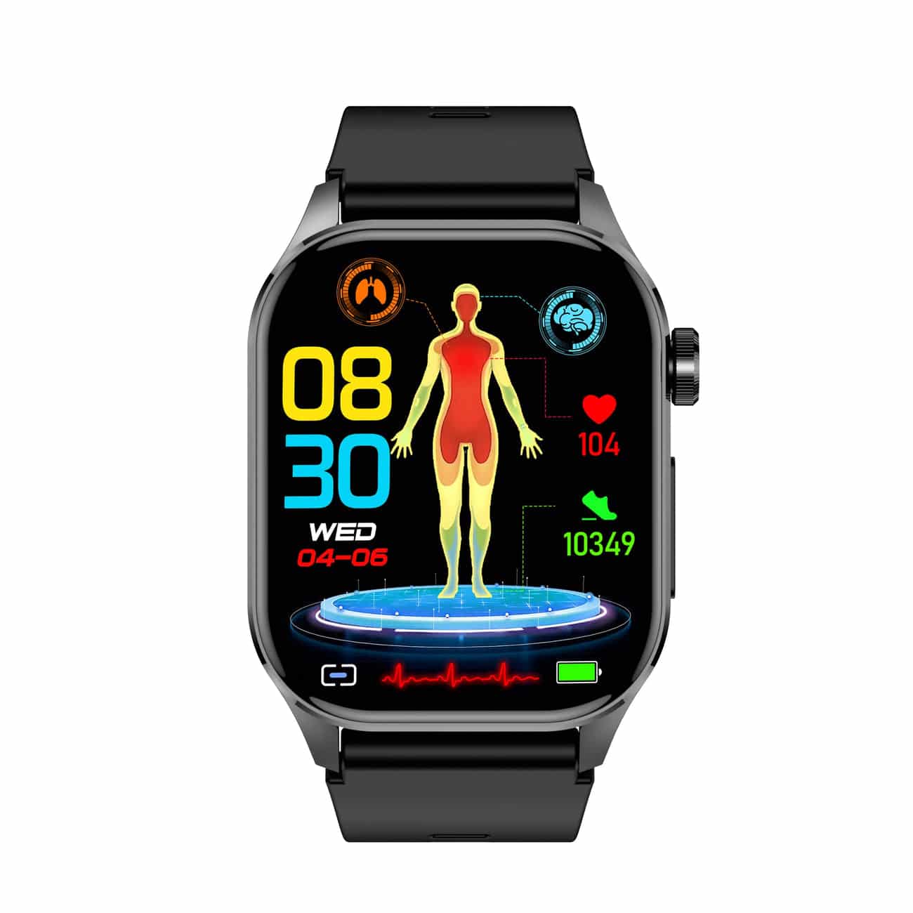 Montre intelligente pour la santé et le fitness – EKG, pression artérielle, mesure de la fréquence cardiaque – compatible iOS et Android