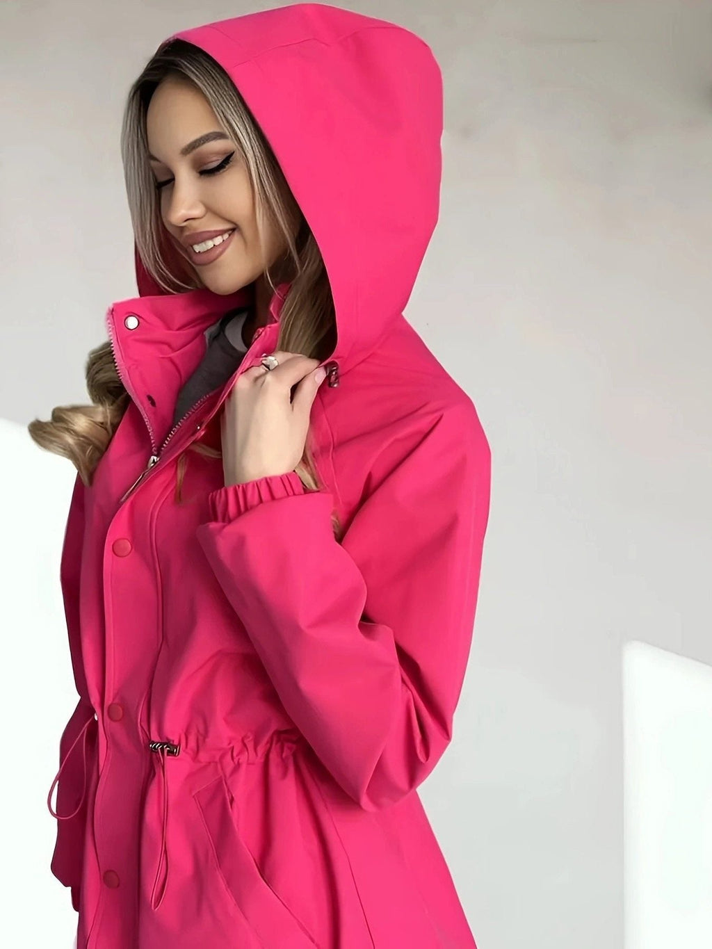 Veste de Pluie Femme avec Doublure – Parka Imperméable avec Taille Ajustable
