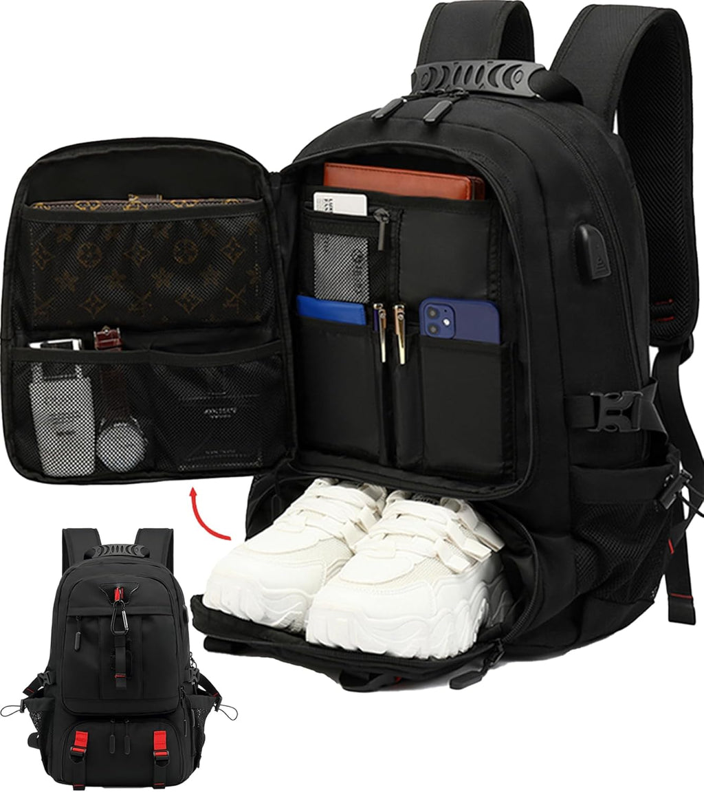 Sac à dos de voyage imperméable de 60L avec USB et compartiment à chaussures